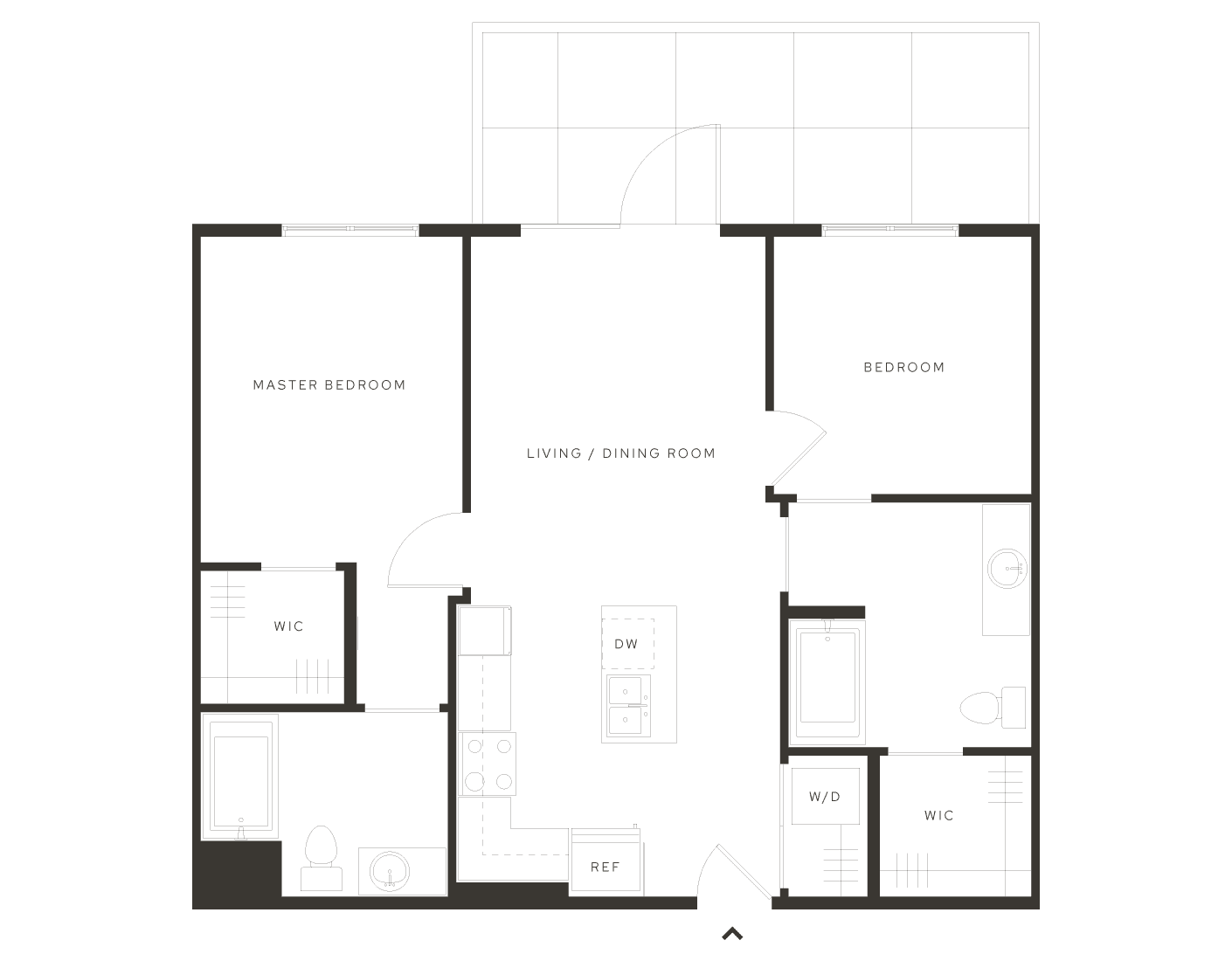 2-bedroom apartment floor plan at Salt Lake City's luxury apartment community Avia