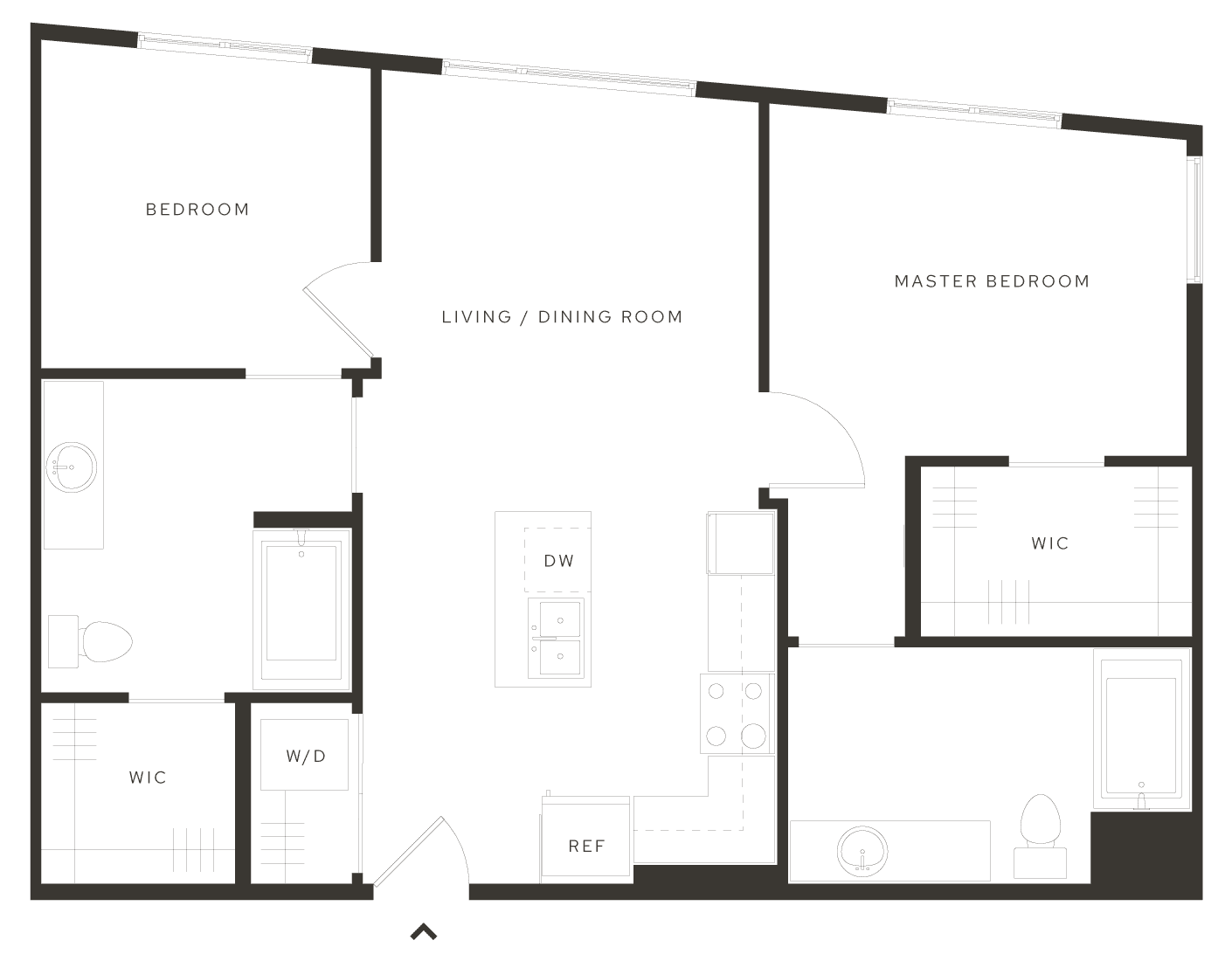 2-bedroom grand floor plan at Avia in Salt Lake City features walk in closets and in-unit washer/dryer