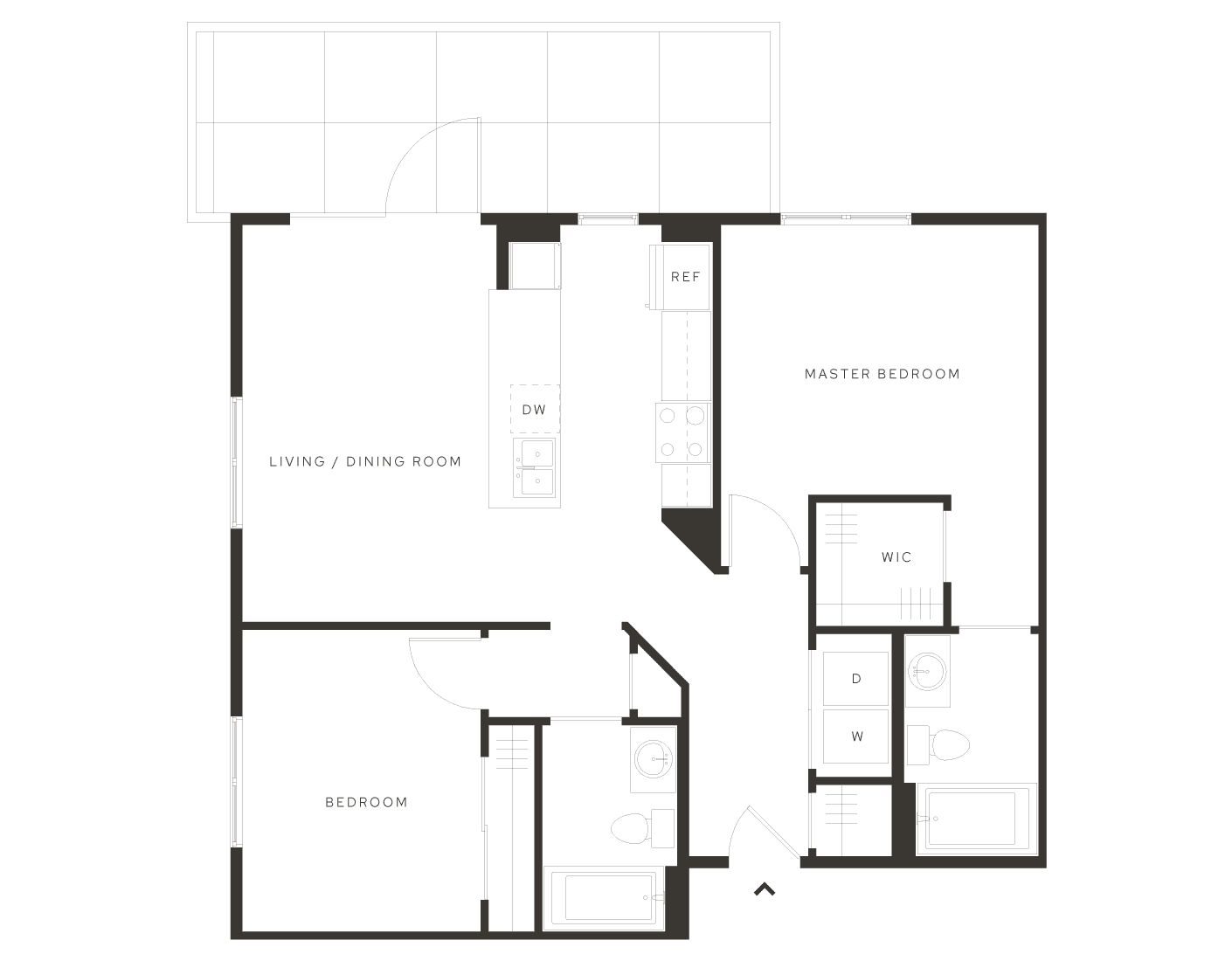 Luxe Plus floor plan at Avia features 2-bedrooms in Salt Lake City's downtown area.