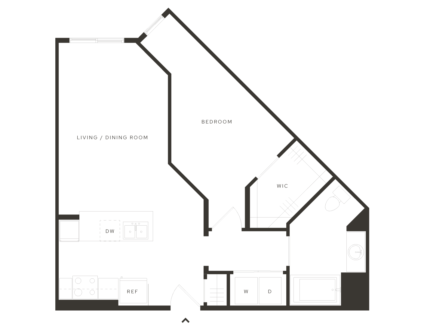 1-bedroom apartment floor plan at Avia in Salt Lake City