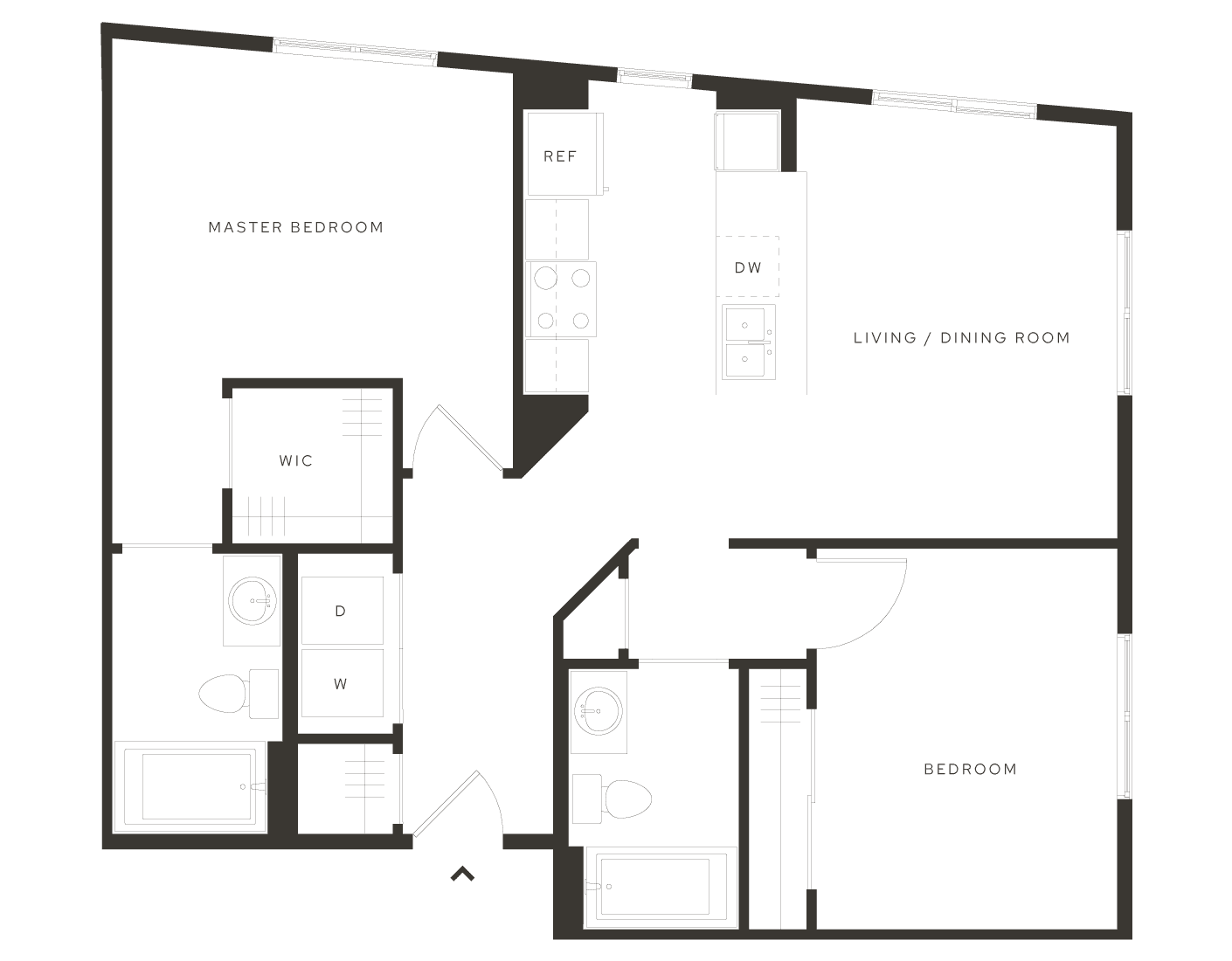 luxury 2-bedroom apartment floor plan for Avia in Downtown Salt Lake City