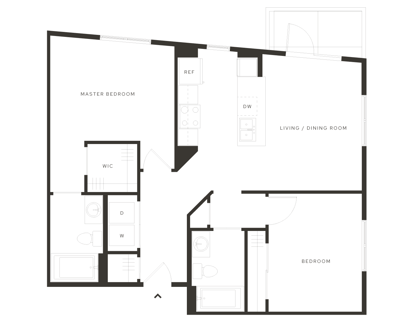 Luxury 2-bedroom apartment floor plan at Avia in downtown Salt Lake City, UT
