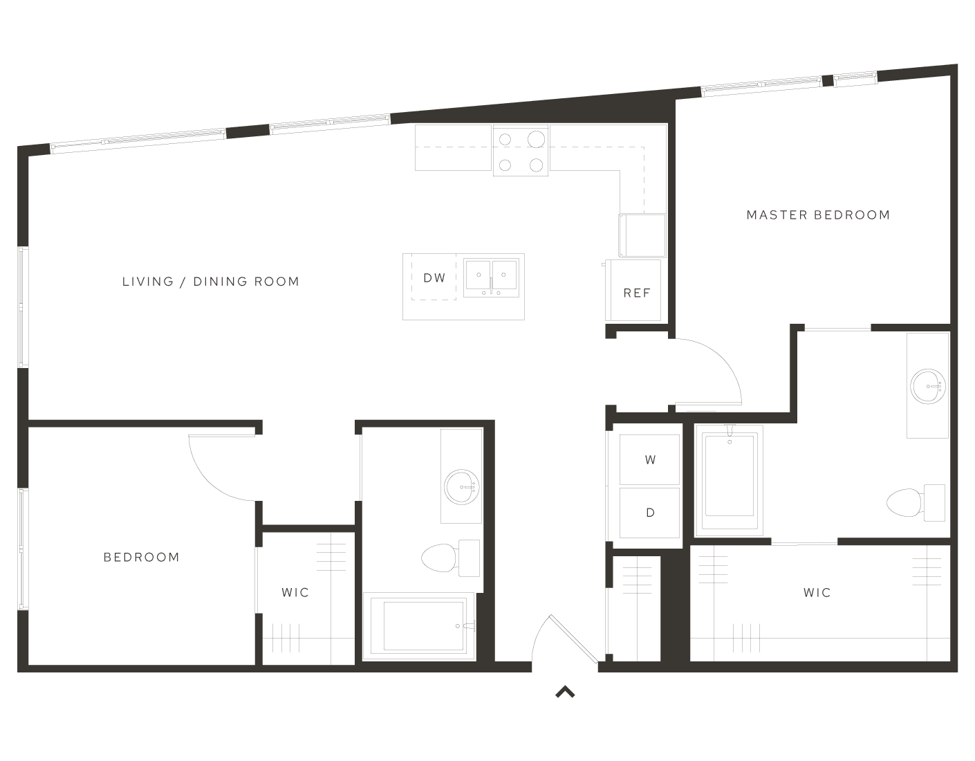 Avia 2-bedroom apartment floor plan in a luxury Salt Lake City apartment building