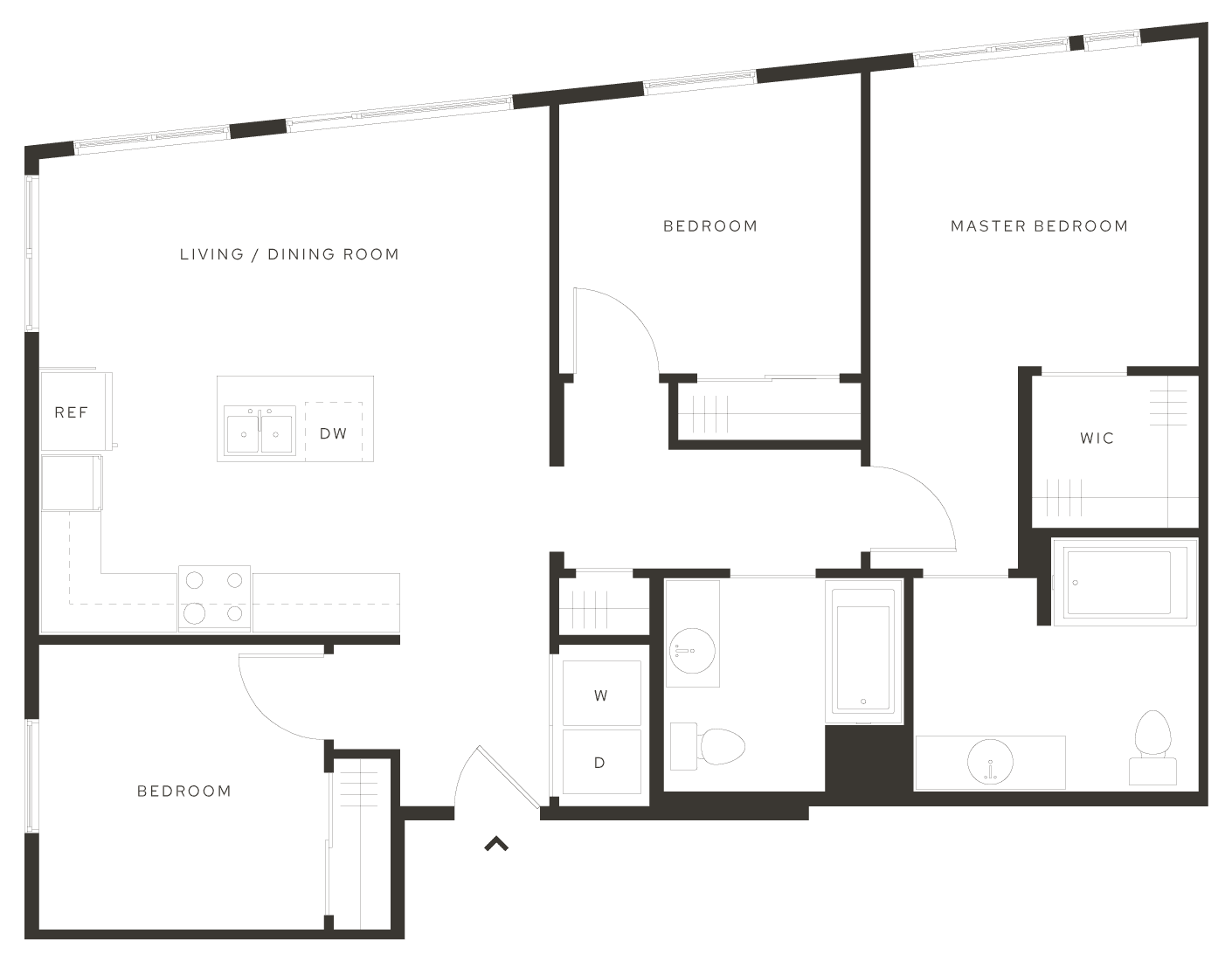 Avia 3-bedroom luxury apartment floor plan with walk in closets and in unit laundry in Salt Lake City