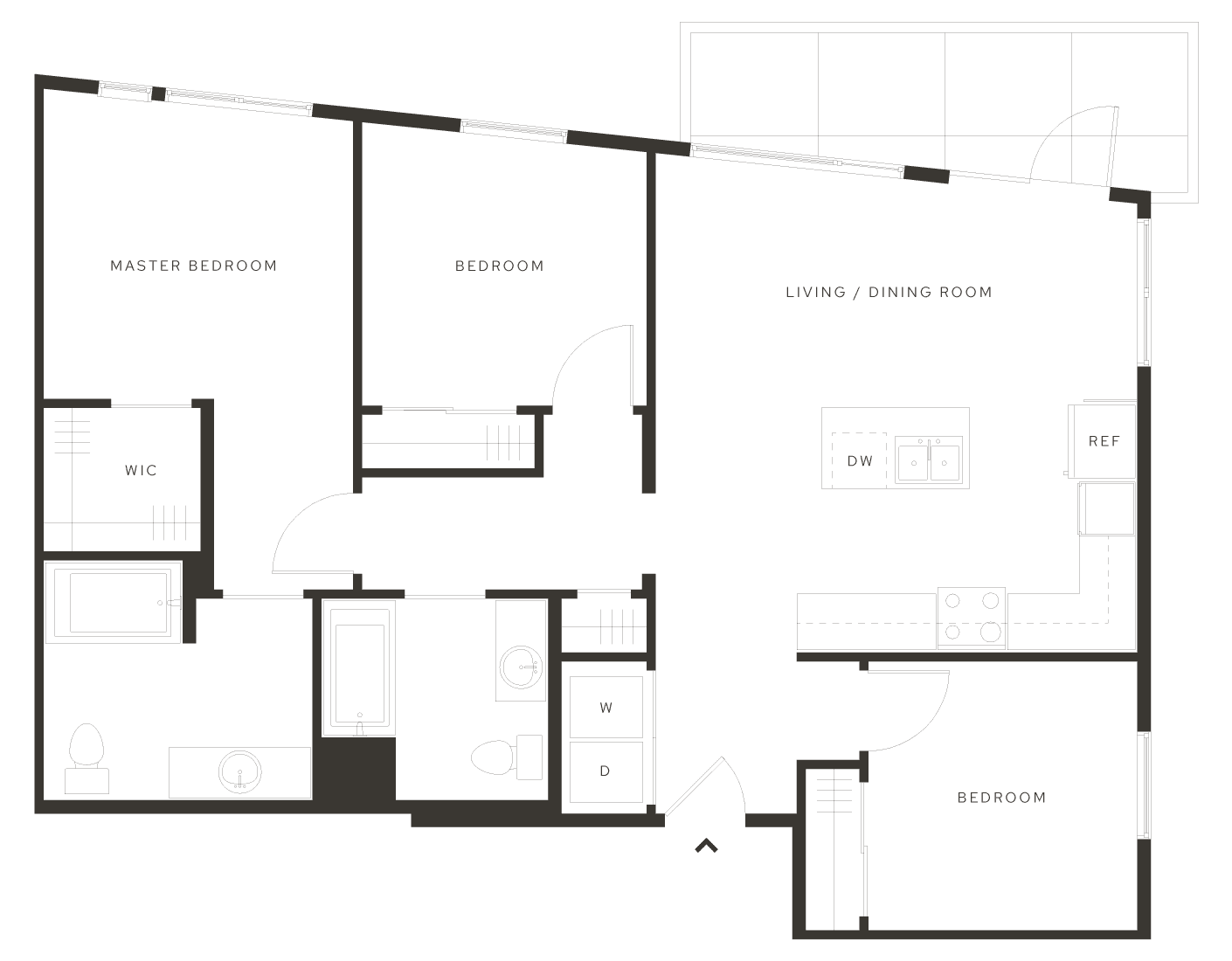 Luxury 3-bedroom apartment floor plan at Avia Salt Lake City